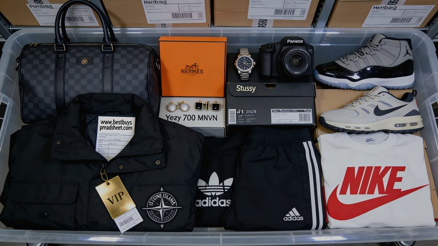 Rep Spreadsheet Haul — LV Tasche, Jordan 11, NB 2002R, Stone Island, Adidas, Nike, Yeezy 700 — Community QC Foto April 2026
